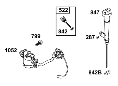 Lubrication Group Diagram and Parts List for 19N132-0126-F1 100000 - 19Z999 Briggs and Stratton Engine